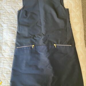 Victoria Beckham Navy and Black Mini Dress with Gold Accents